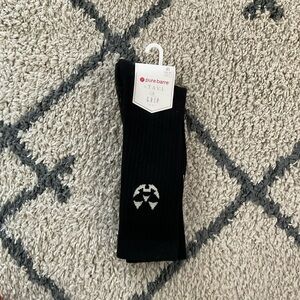 Pure Barre Black Pumpkin Face Grip Athletic Socks Long